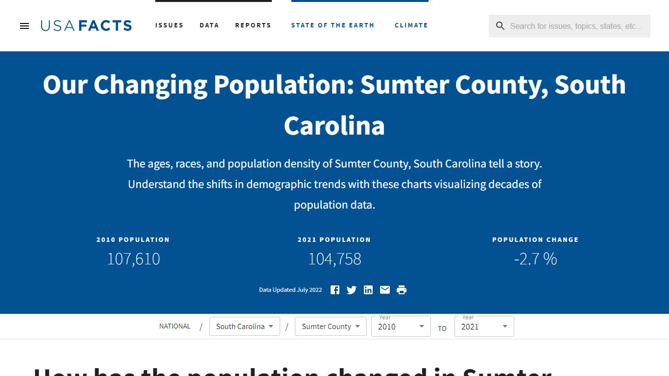 Sumter County, SC population by year, race, & more | USAFacts